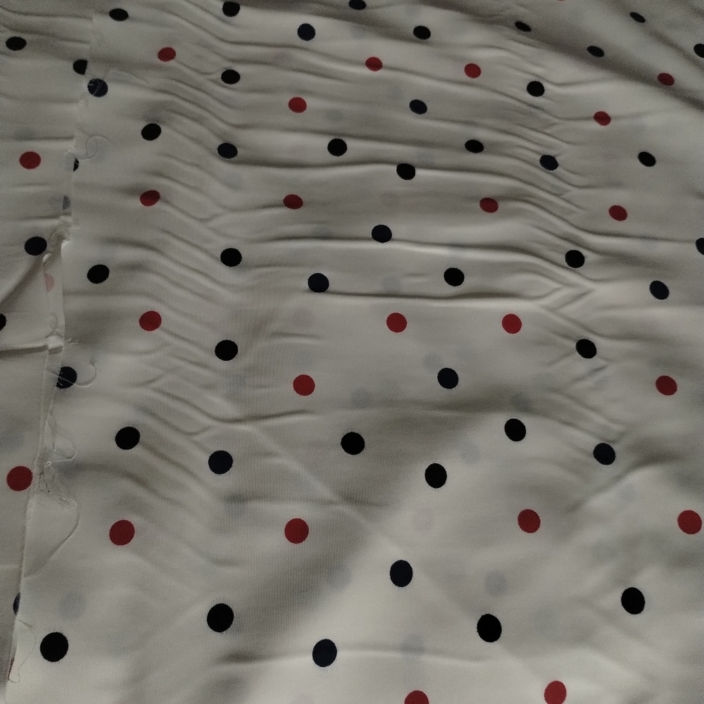3 Continuous Yards Polka Dot Fabric Black Red Blue on White 62”  Sewing